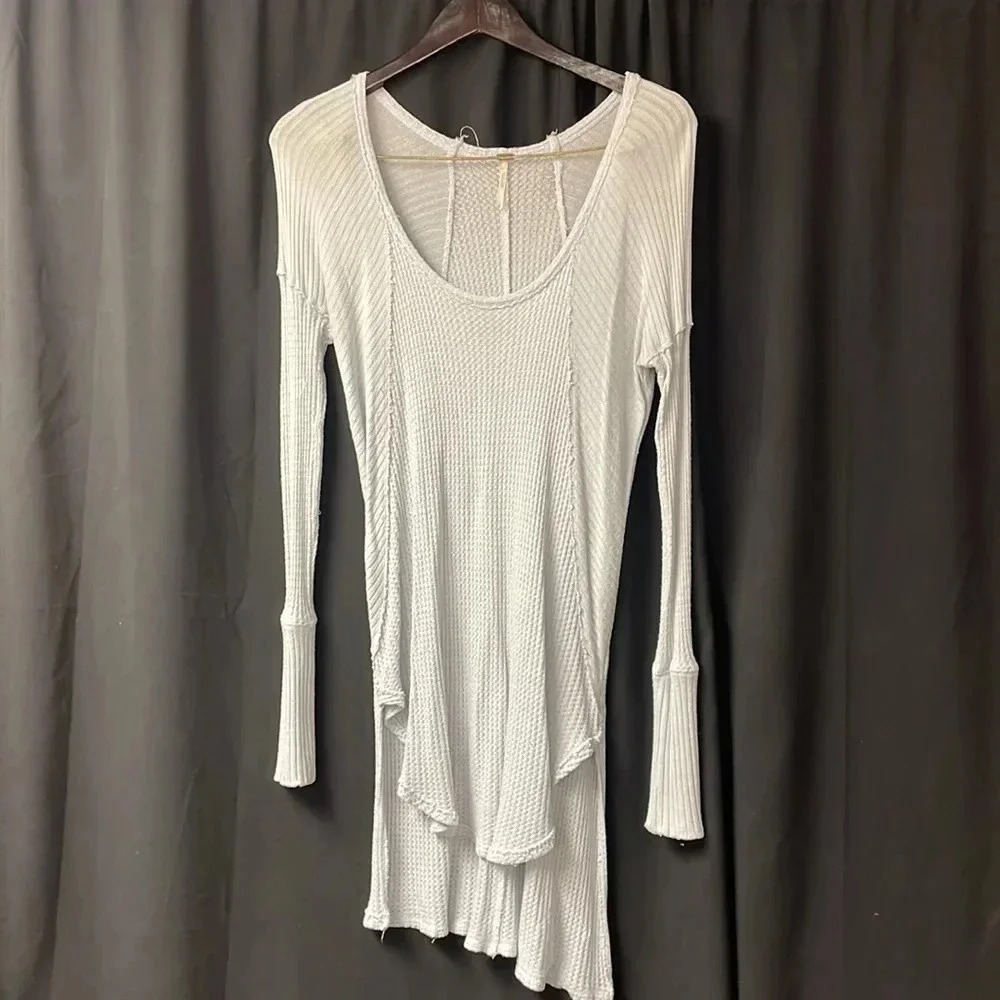 Light Blue Waffled Free People‎ Top S